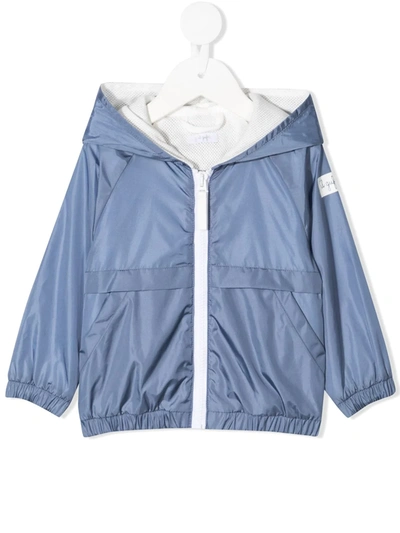 Il Gufo Babies' Zip-up Hooded Rain Jacket In 蓝色
