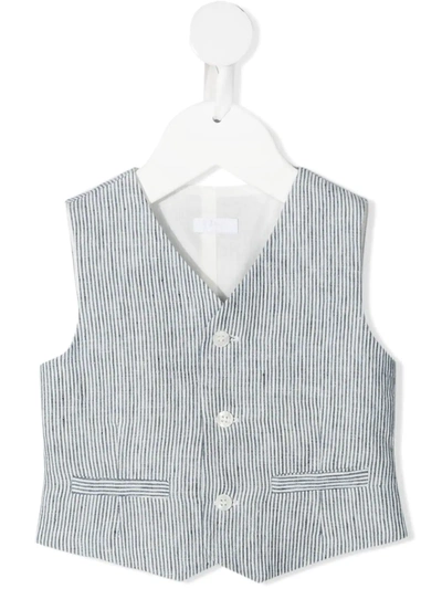 Il Gufo Babies' Striped Tailored Waistcoat In 蓝色