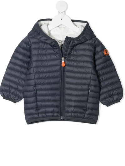 Save The Duck Babies' Zip-up Hooded Padded Jacket In 蓝色