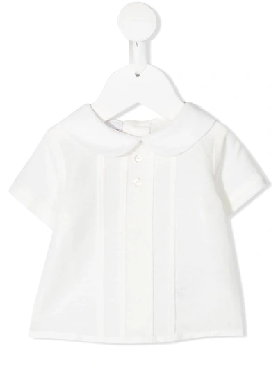 Paz Rodriguez Babies' Cotton-linen Blend Polo Shirt In 白色