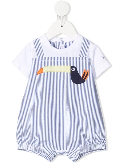 Il Gufo Babies' Stripe-print Pelican-motif Shorties In 蓝色