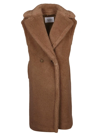 Max Mara Alce Camel Wool And Silk Vest In Light Brown