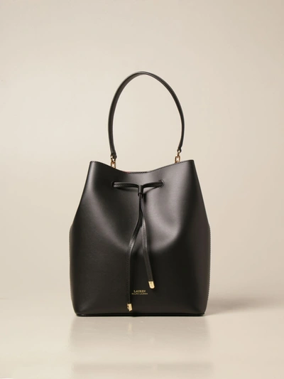 Ralph Lauren Lauren  Handbag Lauren  Bucket Bag In Grained Leather In Black