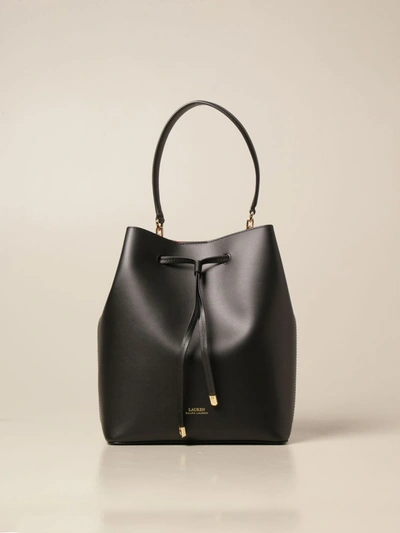 Polo Ralph Lauren Lauren Ralph Lauren Handbag Lauren Ralph Lauren Bucket Bag In Grained Leather In Black