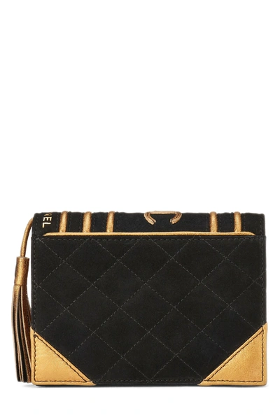 Pre-owned Chanel Black Quilted Suede Bible Clutch 