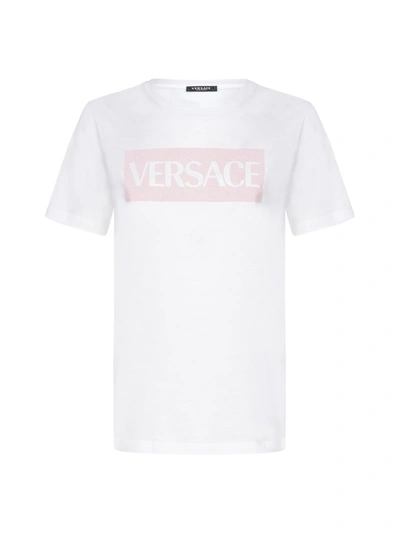 Versace White & Pink Flocked Logo T-shirt