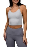90 Degree By Reflex Seamless Cutout Cropped Tank In Htr.lt.grey