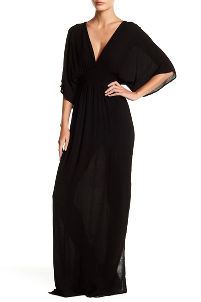 Love Stitch Double-v Maxi Dress In Black