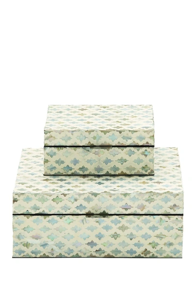 Willow Row White Traditional Wood Zig-zag Box 2-piece Set
