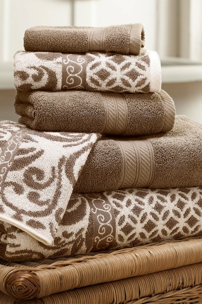 Modern Threads Mocha Trefoil Filigree Reversible Yarn-dyed Jacquard 6-piece Towel Set