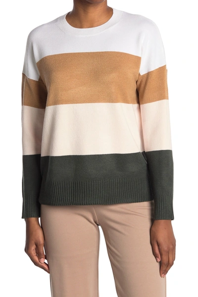 French Connection Striped Crew Neck Sweater In Capri Blus