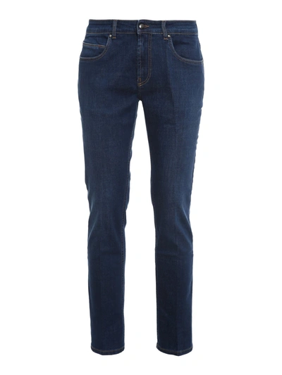 Fay Cotton Blend Straight Leg Jeans In Blue