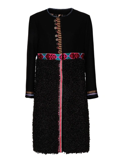Bazar Deluxe Wool And Faux Fur Coat In Black