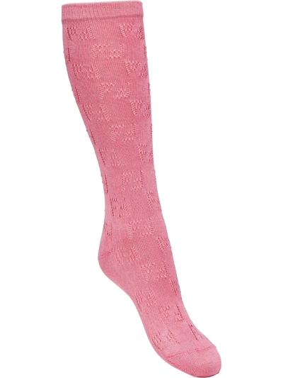 Fendi Knitted Ff-logo Socks In Rose