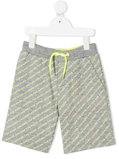 Marc Jacobs Kids' Two-tone Logo Print Track Shorts In Grey