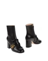 Gucci Leather Platform Ankle Boot With Fringe In Black