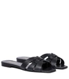 Saint Laurent Tribute Nu Pieds Leather Slides In Black