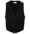 Saint Laurent Wool Grain De Poudre Vest In Black