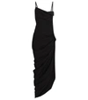 Jacquemus Saudade Open-back Ruched Twill Maxi Dress In Black