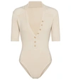 Jacquemus Yauco Buttoned Rib-knitted Bodysuit In Beige