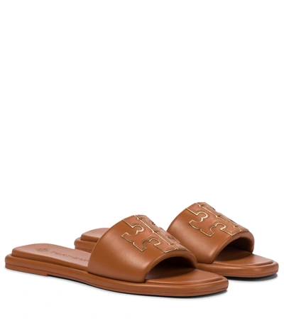 Tory Burch Ines Leather Slides In Brown