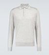 BRUNELLO CUCINELLI CASHMERE-BLEND LONG-SLEEVED POLO,P00529776