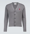 Ami Alexandre Mattiussi Ami Logo Embroidered Buttoned Cardigan In Grey