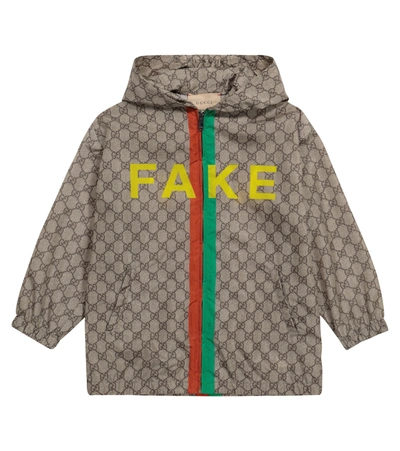 Gucci Kids' Fake/not 印花夹克 In Beige