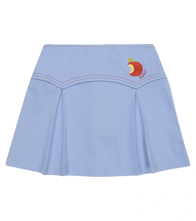 Gucci Kids' Stretch Cotton Piquet Skirt In Blue