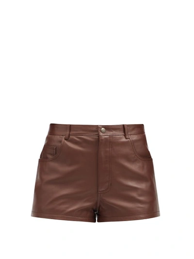 Saint Laurent Pleated High-rise Shorts In Brown
