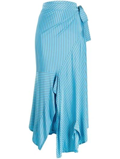 Mm6 Maison Margiela Striped Mid-length Skirt In Blue
