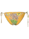 Tory Burch Floral Print String Bikini Bottoms In Yellow