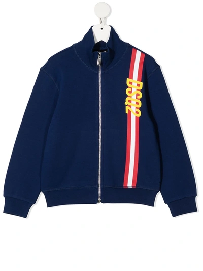 Dsquared2 Teen Stripe-print Bomber Jacket In Blue