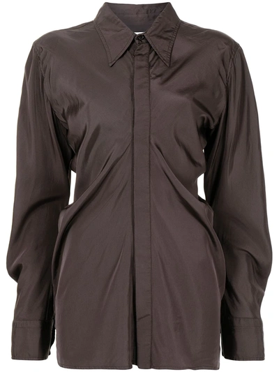 Bottega Veneta Fluid Parachute Long-sleeve Shirt In Chestnut