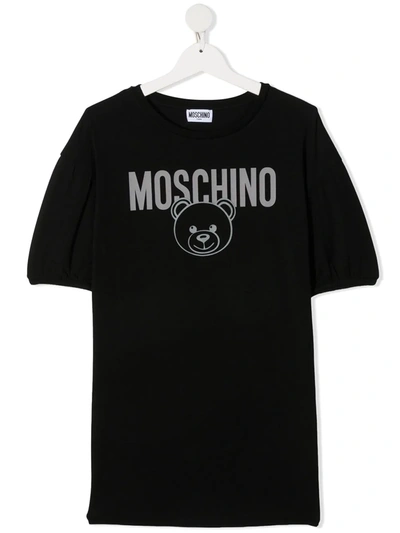 Moschino Teen Logo-print Stretch-cotton T-shirt In Black