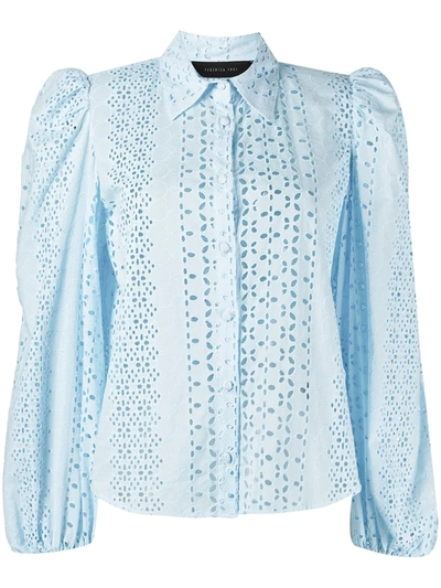 Federica Tosi Broderie Anglaise Puff-sleeve Shirt In Blue