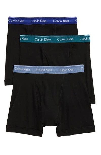 Calvin Klein Cotton Boxer Briefs, Pack Of 3 In Black/ Twilight/ Navy/ Ocean
