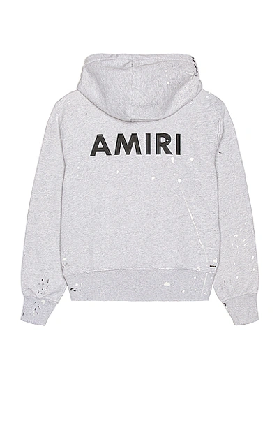 Amiri Grey Logoed Hoodie With Paint Splashes In Heather Grey