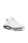 Balenciaga Triple S Clear Sole Leather Free White Transparant In White & Black