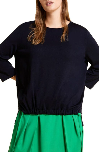 Marina Rinaldi Plus Size Abitare Virgin Wool Sweater In Dark Navy