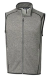 Cutter & Buck Mainsail Sweater-knit Mens Big And Tall Full Zip Vest In Gray