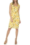 Alexia Admor Ariana Scoop Neck Sheath Dress In Yellow Floral