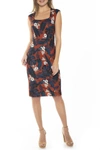 Alexia Admor Ariana Scoop Neck Sheath Dress In Palm Multi