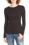 Bp. Lace Trim Long Sleeve Tee In Black