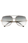 Tom Ford Lennox 62mm Oversize Aviator Sunglasses In Rose Gold/ Grey