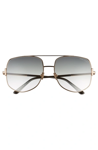 Tom Ford Lennox 62mm Oversize Aviator Sunglasses In Rose Gold/ Grey
