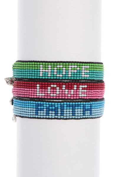 Ayounik Faith Love Hope Beaded Friendship Bracelet Set In Multicolor