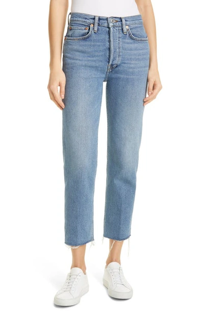 Re/done Originals High Waist Stovepipe Jeans In Medium Stone