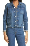 L Agence Janelle Slim-fit Distressed Denim Jacket In Authentique