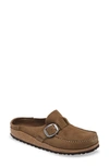 Shop Birkenstock Buckley Clog In Gray Taupe Suede